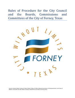 Rules of Procedure for the City Council and the Boards, Commissions and Committees of the City of Forney, Texas
