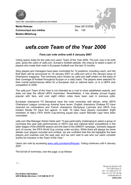 Uefa.Com Team of the Year 2006