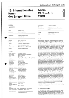 13. Internationales Forum Des Jungen Films Berlin 19.2