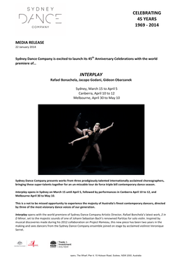 FINAL SL Media Release Sydney Dance Company Presents Interplay