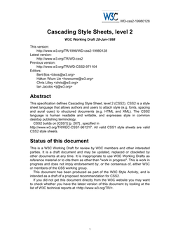 Cascading Style Sheets, Level 2 W3C Working Draft 28-Jan-1998