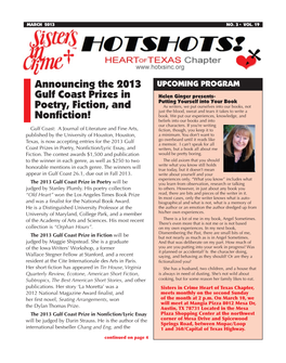 Announcing the 2013 Gulf Coast Prizes in Poetry, Fiction, And