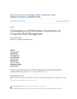 Consequences of Information Asymmetry on Corporate Risk Management Howard J