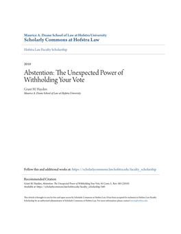 Abstention: the Unexpected Power of Withholding Your Vote, 43 Conn