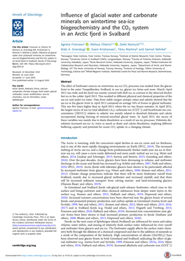 Influence of Glacial Water and Carbonate Minerals on Wintertime