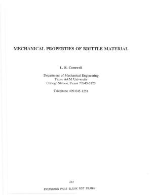 Mechanical Properties of Brittle Material