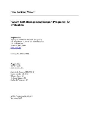 Patient Self-Management Support Programs: an Evaluation