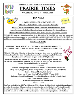 April 2015 Newsletter (PDF)