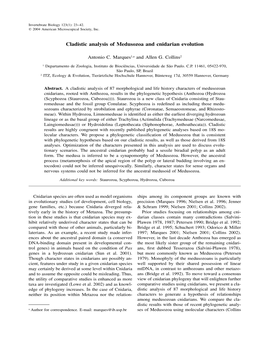 Cladistic Analysis of Medusozoa and Cnidarian Evolution