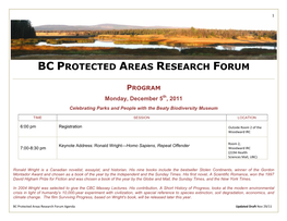 Bc Protected Areas Research Forum