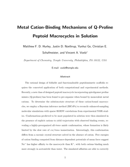 Metal Cation-Binding Mechanisms of Q-Proline Peptoid Macrocycles in Solution