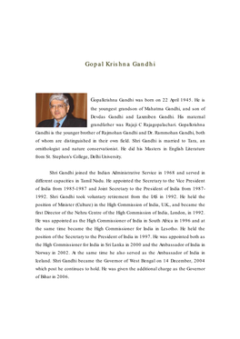 Gopal Krishna Gandhi