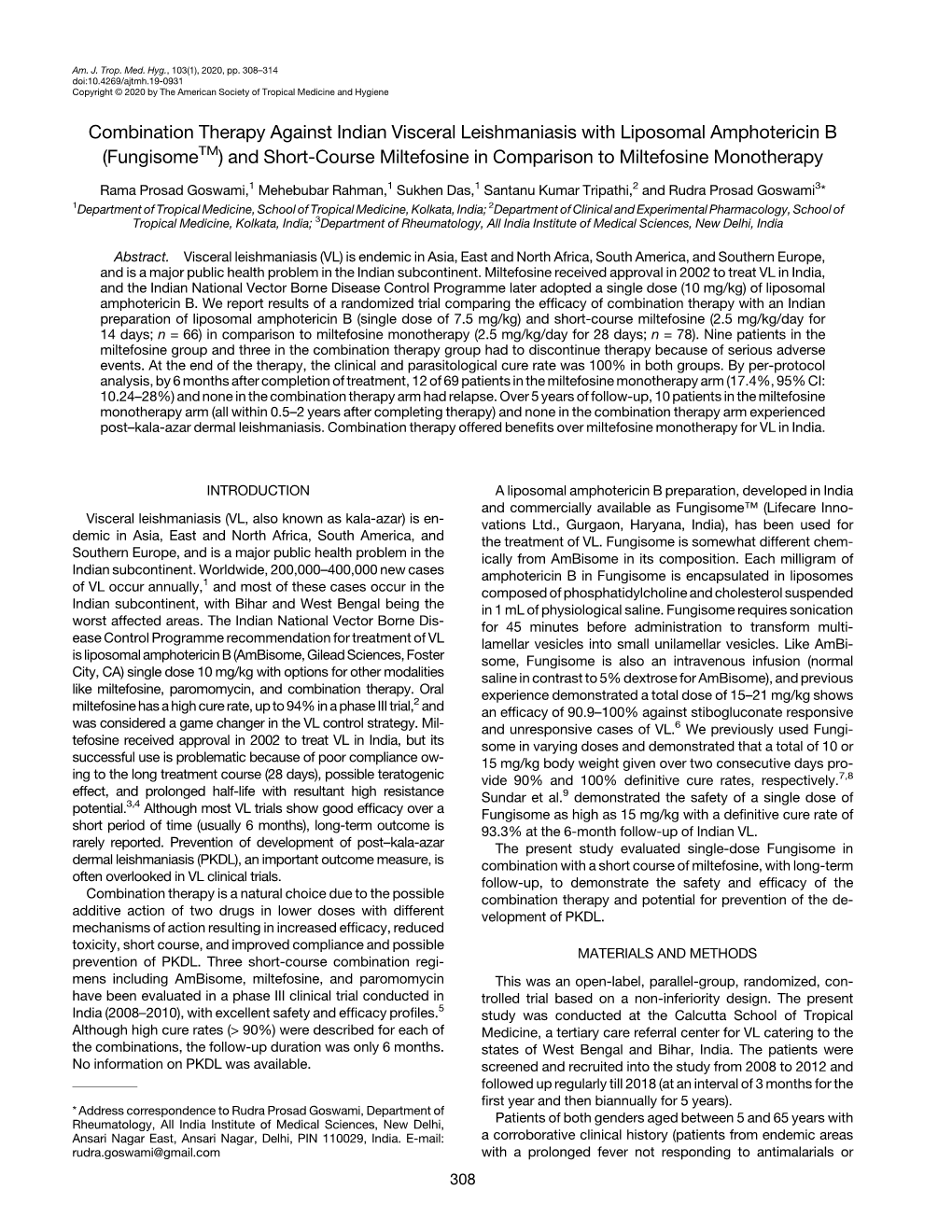 Combination Therapy Against Indian Visceral Leishmaniasis With ...