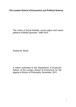 The Limits of Social Mobility: Social Origins and Career Patterns of British Generals, 1688-1815
