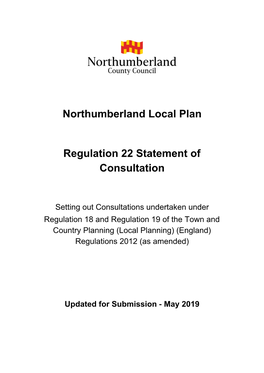 Northumberland Local Plan Regulation 22 Statement Of