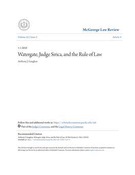 Watergate, Judge Sirica, and the Rule of Law Anthony J