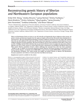 Reconstructing Genetic History of Siberian and Northeastern European Populations