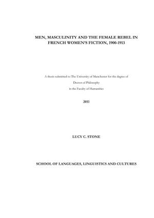 Men, Masculinity and the Female Rebel in French Women's Fiction
