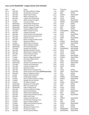 2012-13 ACC Basketball - League Games Only Schedule