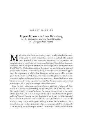 Rupert Brooke and Isaac Rosenberg Myth, Modernity, and the Destabilization of “Georgian War Poetry”