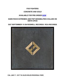 Foo Fighters Concrete and Gold Available for Pre