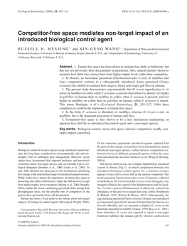 Competitor-Free Space Mediates Non-Target Impact of an Introduced Biological Control Agent
