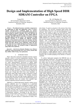 Design and Implementation of High Speed DDR SDRAM Controller on FPGA