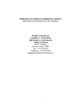 Who Has Standing in Probate Court? (Or What Business Is It of Yours?)