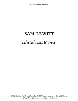 Sam Lewitt Selected Texts & Press