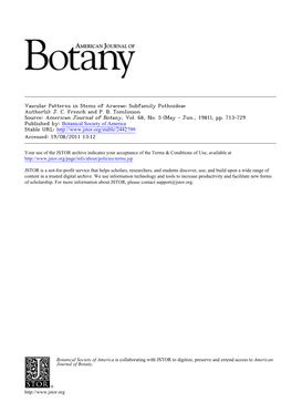 Vascular Patterns in Stems of Araceae: Subfamily Pothoideae Author(S): J