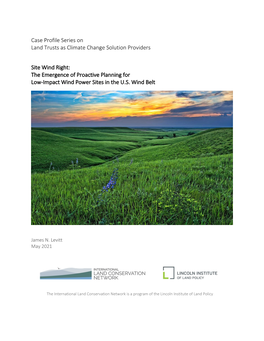 Site Wind Right: the Emergence of Proactive Planning for Low-Impact Wind Power Sites in the U.S