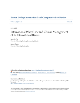 International Water Law and Chinaâ•Žs Management of Its International