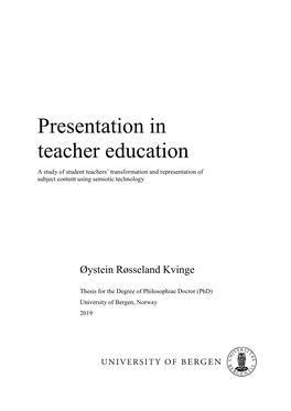 Presentation in Teacher Education
