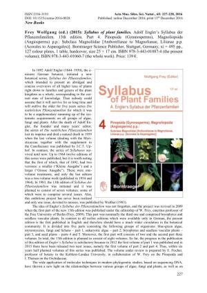 Syllabus of Plant Families. Adolf Engler's Syllabus Der