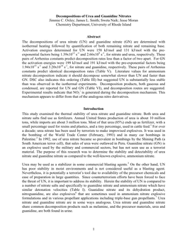 Decomposition of Urea and Guanidine Nitrate