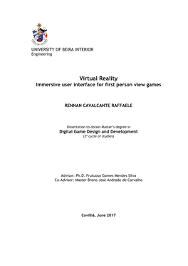 Virtual Reality Immersive User Interface for First Person View Games