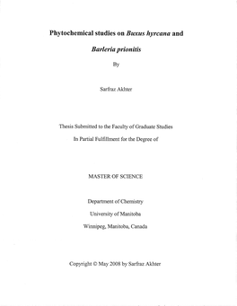 Phytochemнcal Studies on Buxus Hyrcшna and Burleriш Prionitis