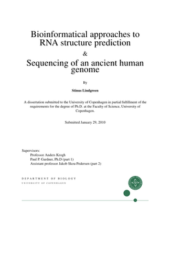 Bioinformatical Approaches to RNA Structure Prediction & Sequencing of an Ancient Human Genome