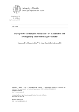 Phylogenetic Inference in Rafflesiales: the Influence of Rate Heterogeneity and Horizontal Gene Transfer
