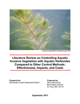 Literature Review of Controlling Aquatic Invasive Vegetation With