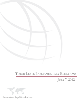 Timor-Leste 2012 Parliamentary Elections