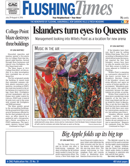 Islanders Turn Eyes to Queens Blaze Destroys Management Looking Into Willets Point As a Location for New Arena Three Buildings by GINA MARTINEZ