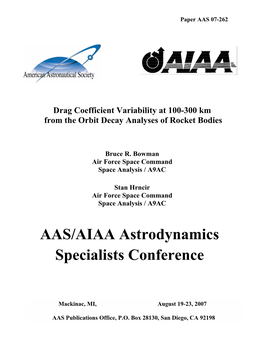 AAS/AIAA Astrodynamics Specialists Conference