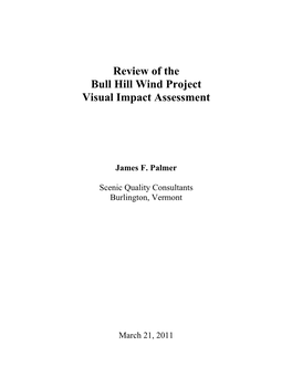 Review of the Bull Hill Wind Project Visual Impact Assessment