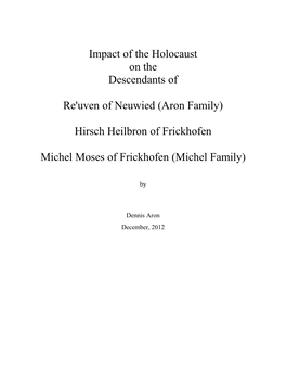 Impact of the Holocaust on the Descendants of Re'uven Of