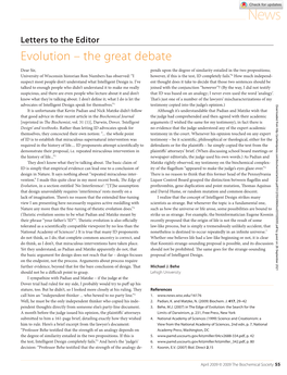 The Great Debate Biochemist APRIL 2009