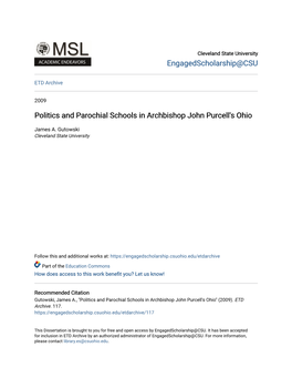 Politics and Parochial Schools in Archbishop John Purcell's Ohio