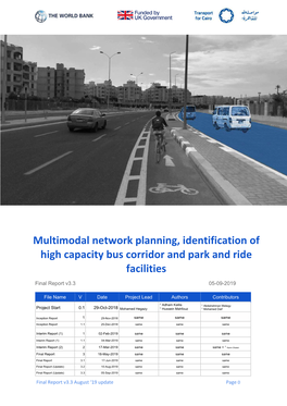 Multimodal Network Planning, Identification of High Capacity Bus Corridor and Park and Ride Facilities