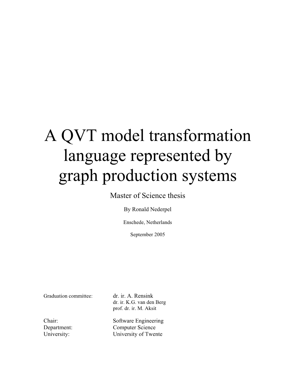 A QVT Model Transformation Language Represented by Graph Production Systems