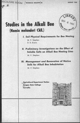 Studies in the Alkali Bee (Nomia Melanderi CU.)